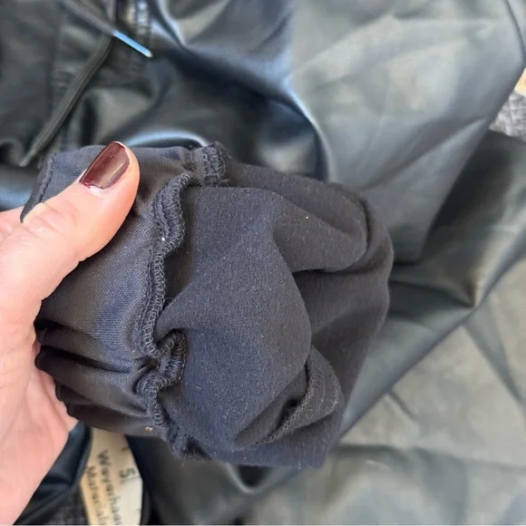 Abercrombie & Fitch Faux Leather Paper Bag Waist Black Joggers Womens Size Small - Picture 7 of 12